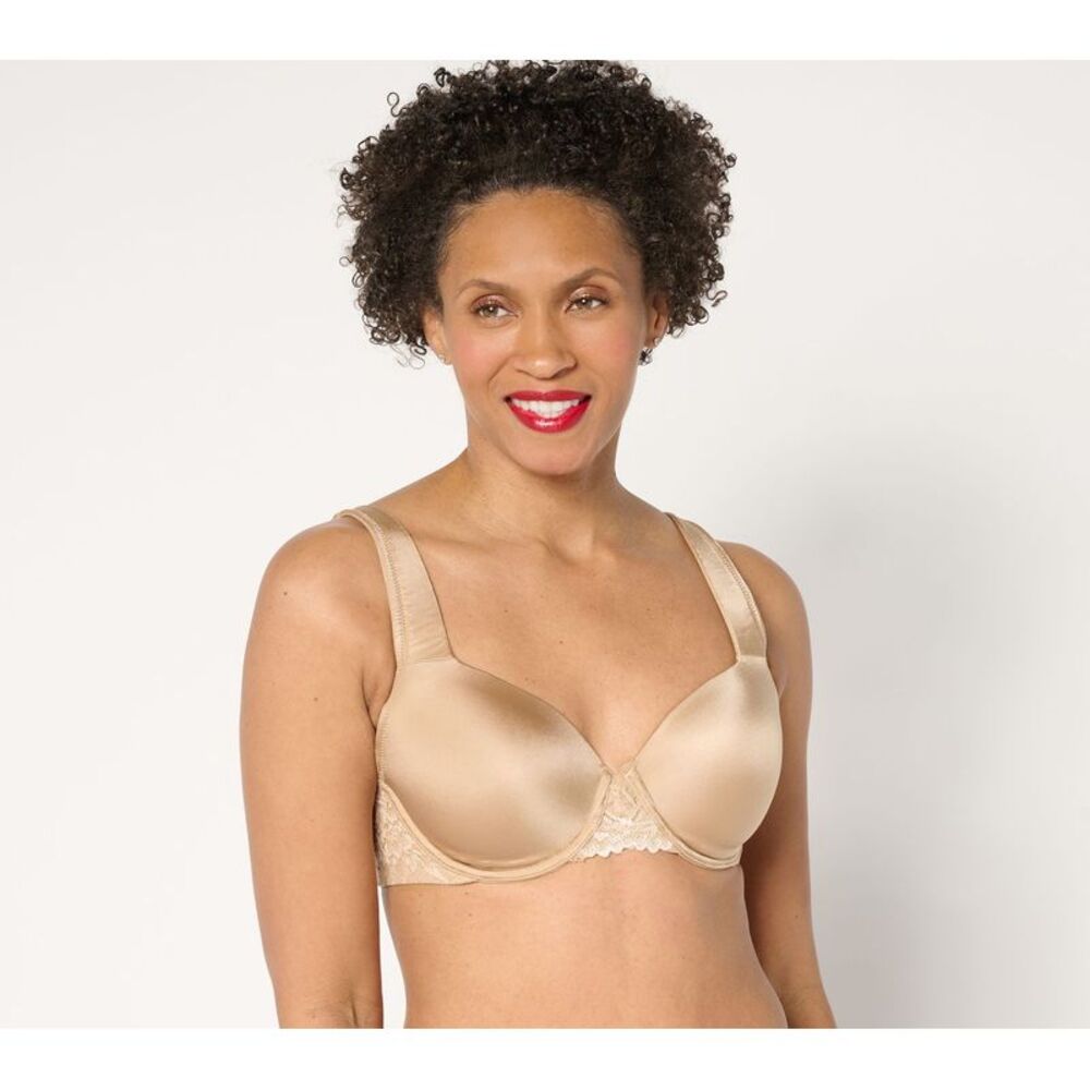 Breezies Women's Bra Sz 40D -T Lace Shimmer Lightly Padded Brown A655481